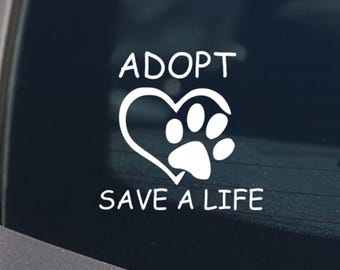 ADOPTEER Save a Life-autosticker, bevorder adoptie, redding van katten en honden