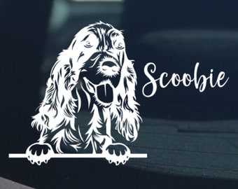 Pegatina para coche con un cocker spaniel inglés asomándose, pegatina de perro cocker spaniel inglés