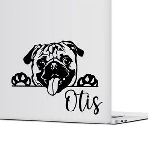 Peeking Pug Car Decal Sticker, Pug Sticker