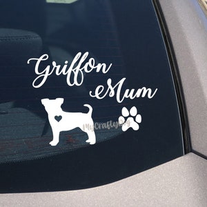 Griffon Mum or Dad Sticker. High Quality Brussels Griffon Mum Dad custom petit brabancon Mom Vinyl Decal Car Window Laptop