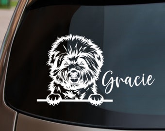 Bichon Frise Peeking Dog Decal Sticker, Bichon Frise Dog Sticker with optional custom text for car, laptop and more