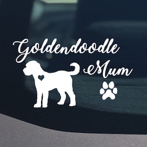 GoldenDoodle Mum Sticker, Vinyl Car Decal, Window, Oodle Dog Mum Gift Groodle Mom Dad