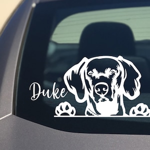 Peeking Weimaraner Dog Sticker, Weimaraner Car Vinyl Decal Window Dog Mom Weimaraner Mom Raner Stickers Silver ghost dog