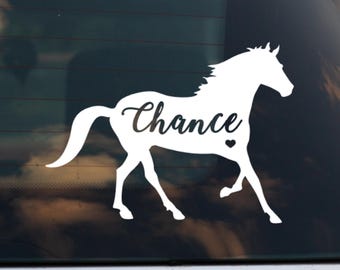 Pegatina con diseño de caballo y nombre, calcomanía personalizada para coche con diseño de caballo, regalo personalizado para amantes de los caballos.