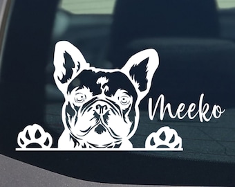 French Bulldog Peeking Car Decal Sticker, Frenchie Dog Sticker