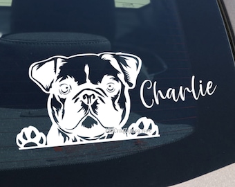 French Bulldog with Floppy Ears Peeking Car Decal Sticker, Frenchie puppy Dog Sticker, High Quality