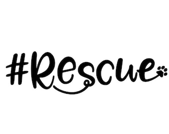 Hastag #Rescue de calcomanía / pegatina para perros