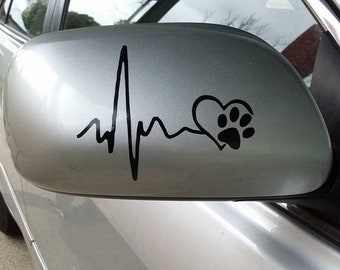 Heartbeat Lifeline Dog Sticker, Heart and Paw Dog Car Sticker, Window Vinyl Decal, Pet lifeline pawprint Paw print, Cat love, Animal lover