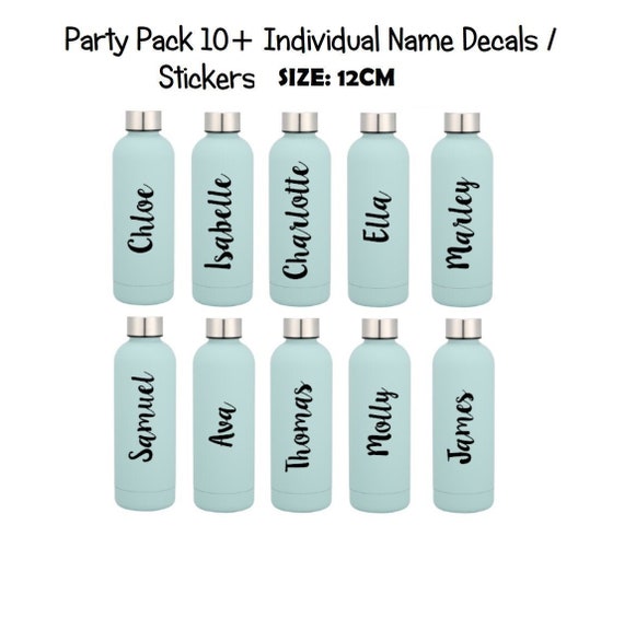 10 NAME LABELS STICKERS Size: 12CM for Vinyl Drink Bottle Custom Name Decal  for Kids Water School Lunch Box Waterproof Birthday Party Favor 