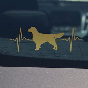 ゴールデンレトリバーのライフラインビニールステッカー、高品質の車のデカールウィンドウノートパソコン犬ママギフト防水ハートビート心電図パルスライン