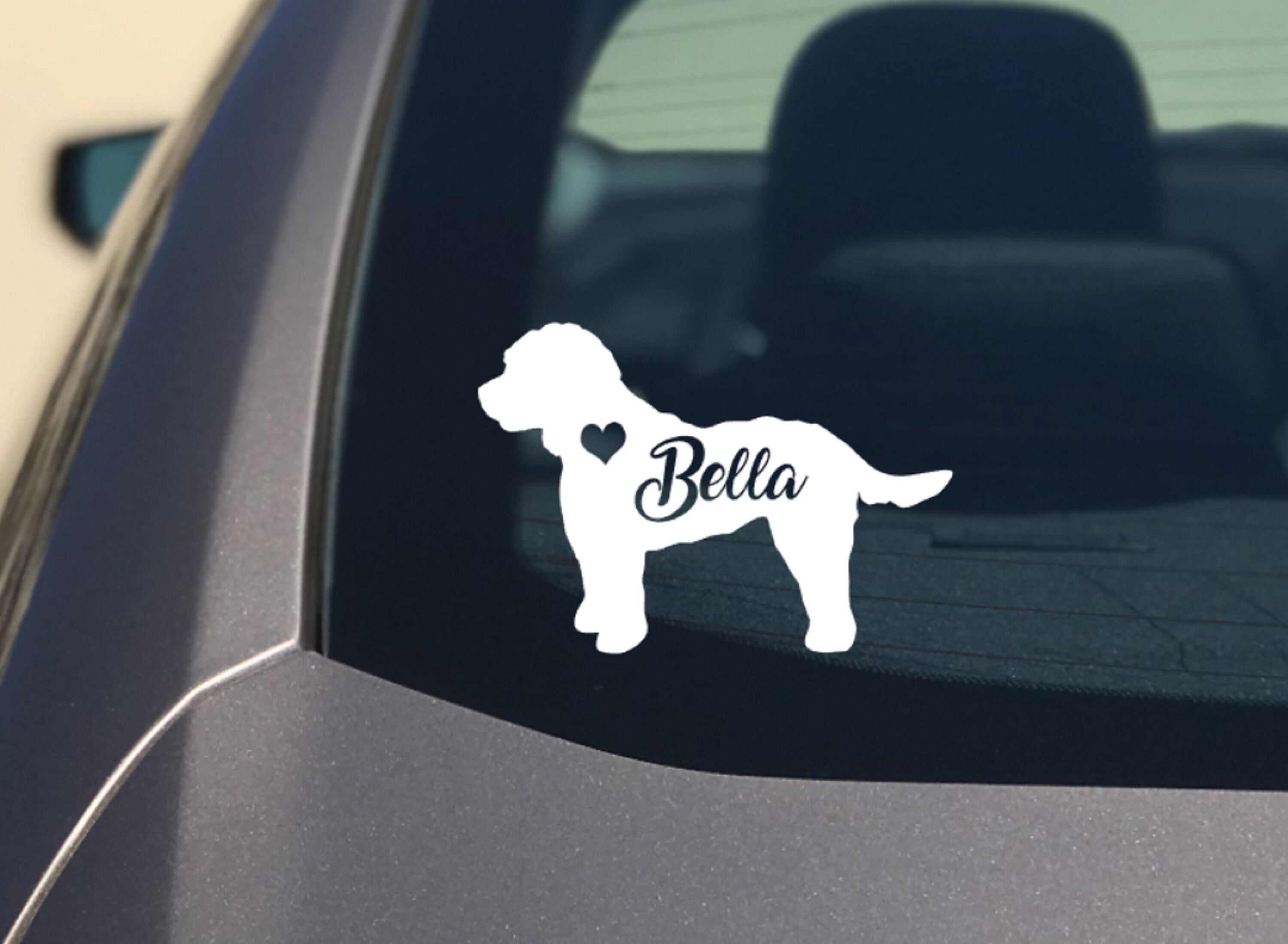Personalized Cockapoo Decal / Sticker, 12x17 / 5x7" Customize with your Spoodle's name,  Oodle Silhouette Vinyl Dog Car Decal, Dog Sticker