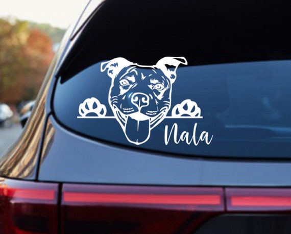 Peeking Pitbull Dog Sticker, American Pitbull Auto Vinyl Aufkleber Fenster  American Staffordshire Rednose Sticker Pitties Mom Pit Bull Terrier -  .de