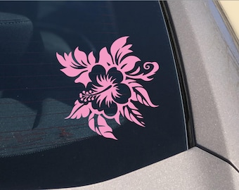 Hibiscus flower car sticker vinyl decal popular surf girl board laptop window 12cm / 5inches car decor decorations beach