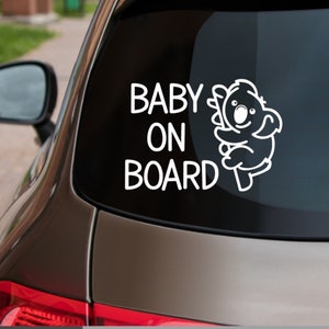 Baby on Board Car Decal Vinyl Sticker with Koala. Fun Baby on Board Car Window Sticker. Cute Animal Koala 10x14cm