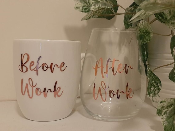 Before Work and after Work Vinyl Sticker for DIY Co-Worker Gift, Kris Kringle Gift, Xmas work, fun