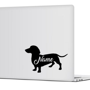 Personalized Dachshund Sticker Waterproof Vinyl Decal, Customize with your Wiener&#39;s name or Text Car Decal, Custom Made Sausage Dog Sticker