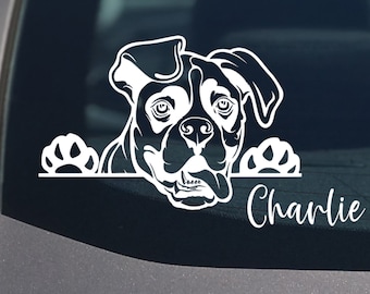 Vinyl Aufkleber Decal Car WALL Boxer Hund niedlich freche gucken Deutsche Kennel Club Vinyl Aufkleber Decal Car WALL Boxer Hund niedlich freche gucken Deutsche Kennel Club