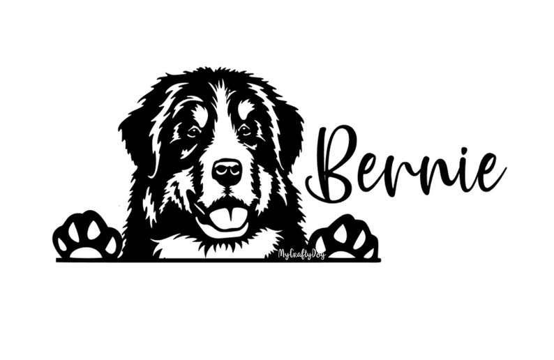 Peeking Bernese Mountain Dog Sticker, Optional Custom Text, Waterproof ...