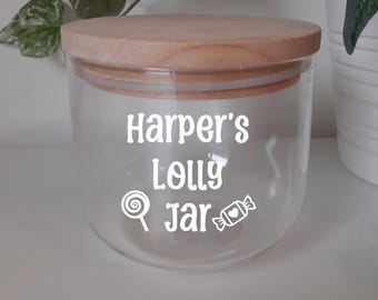 Lolly Jar custom name vinyl STICKERS Decals Waterproof Sweet Jar for Kids Best Gift Birthday Christmas Easter Personalised name