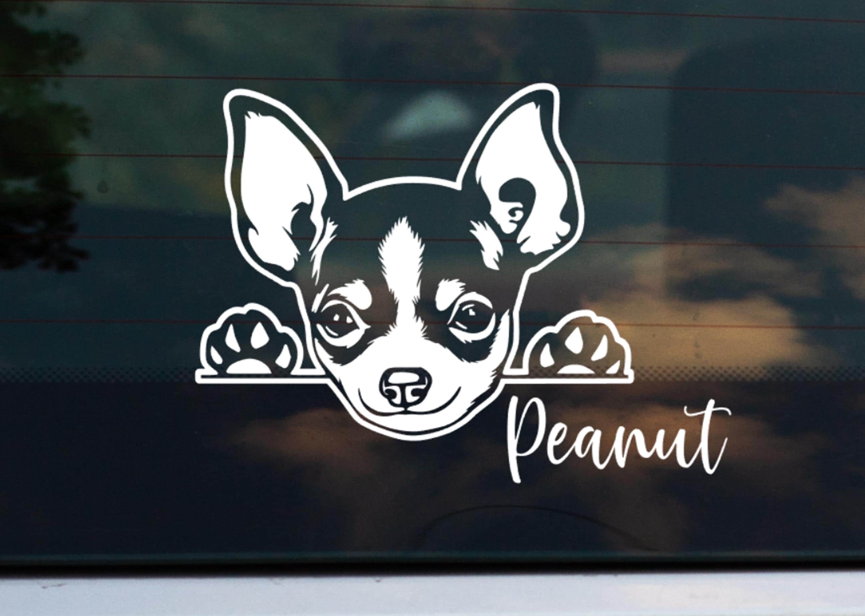 Chihuahua Peeking Dog Car Decal | Chi Vinyl Window Sticker