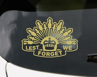 Australian ANZAC STICKER Lest we Forget Rising Sun 100x140mm High Quality Car Window Decal Proud Aussie Armed forces