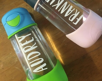 Drink Bottle NAME LABELS Vinyl STICKERS Decals Kids Water School Books Birthday Lunchbox Waterproof Bento Wine Yeti CamelBak Coffee Cups