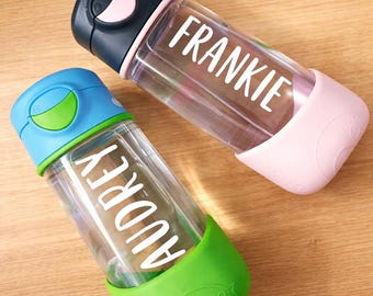 Drink Bottle NAME LABELS Vinyl STICKERS Decals Kids Water School Books Birthday Lunchbox Waterproof Bento Wine Yeti CamelBak Coffee Cups