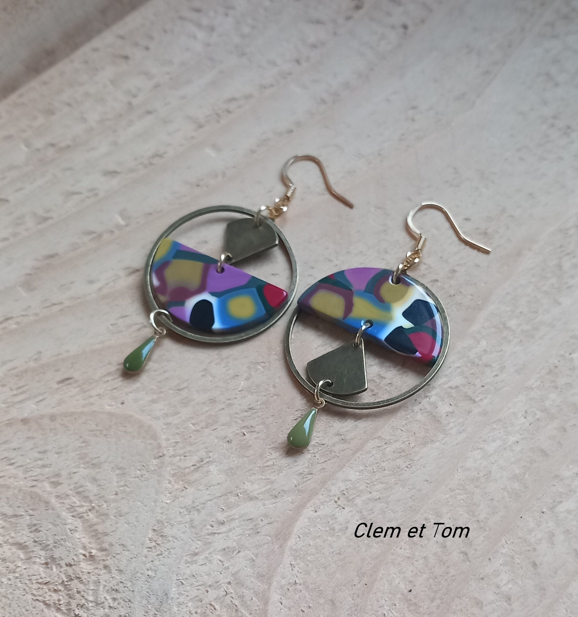 Parure Collier Et Boucles D'oreilles En Acétate De Cellulose - Couleur Sarcelle - NEUF