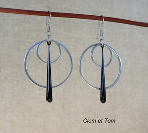 Boucles D'oreilles Créoles Longues En Acier Inoxydable - Pendantes Unisexes Argentées - Longueur ~4,7 Cm