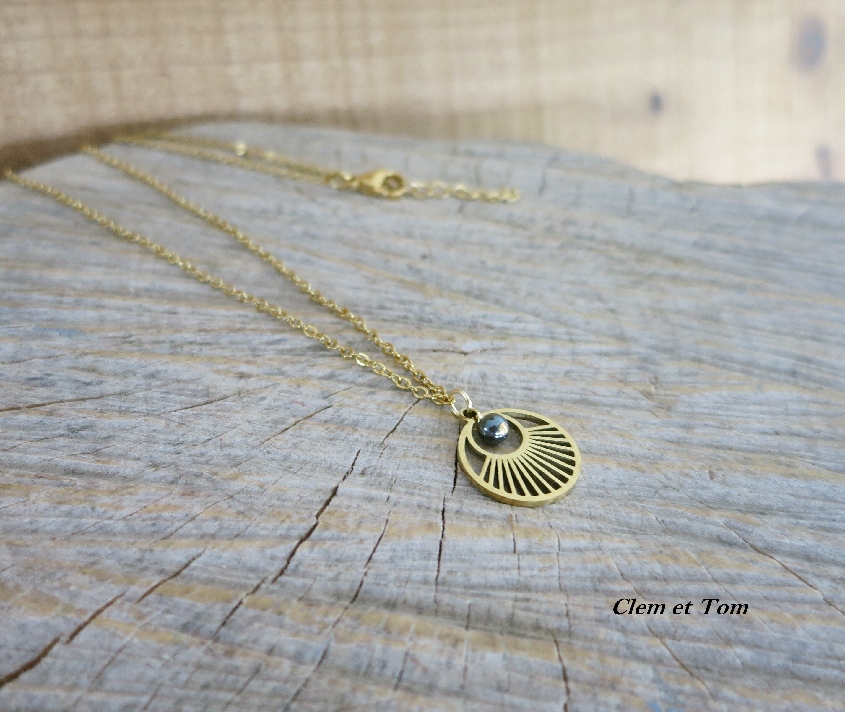 Collier En Or Jaune 18K Avec Pendentif Petit Soleil - Longueur 40/45 Cm - Marque PEGASO