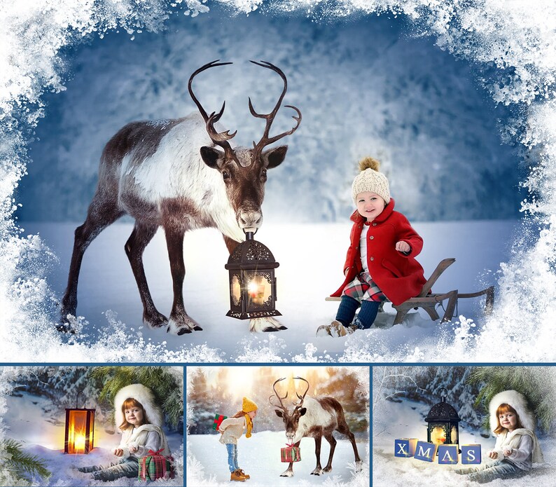 Christmas Set of 50 Photoshop Overlays Backdrop Santa | Etsy