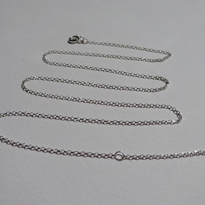 925 solid silver round link chain, adjustable length to 40cm and 43cm