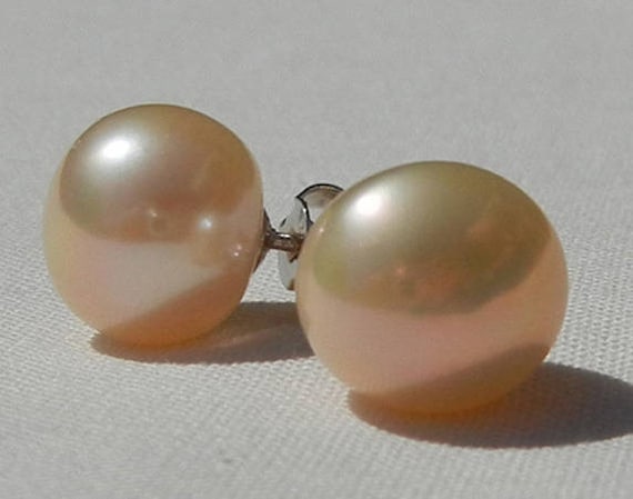 Large Pink Freshwater Pearl Earring 10mm AA Half-round Shape Butterfly Hook  - Etsy