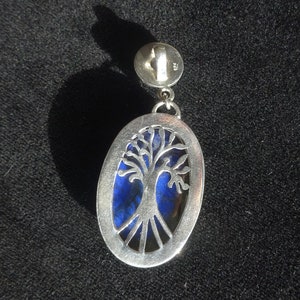 Ethnic pendant in solid silver 925 &quot;Tree of Life&quot; motifs, labradorite stone, blue stone, leather necklace offered, unique piece