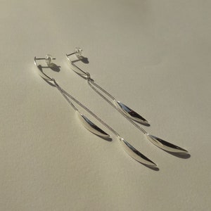 925 Sterling Silver Leaf Chain Drop Earrings