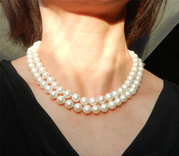 AA 8,5-9,5mm 46cm Süßwasser Perlen Schmuck Halskette Kette Perlenkette Collier