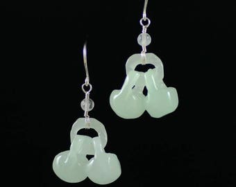 Boucles d'Oreilles Jade Forme Cadenas Porte Bonheur