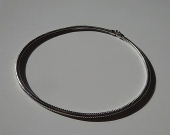 Tubogaz mesh necklace, old retro style, 925/1000e silver charm necklace, round shape thickness 4.3mm, Length 44Cm