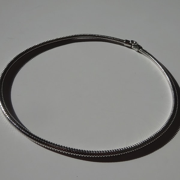 Collier maille Tubogaz, style ancien rétro, collier charm argent 925/1000e, forme ronde épaisseur 4.3mm, Longueur 44Cm