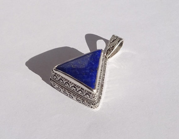 Pendentif ethnique, pedentif en lapis lazuli,  en agent Massif 925, pierre bleu, ethnic style, pièce unique