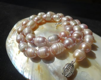COAI Collana da Donna con Perline Heishi di Agata Indiana e Perla Coltivata di Acqua Dolce