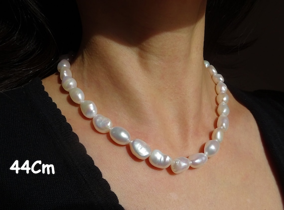 Freshwater Cultured Pearl Necklace, Cultured Pearl, Baroque Pearl, White  Pearl, Natural Pearl, Pearly Pearl, 44cm - Etsy Israel