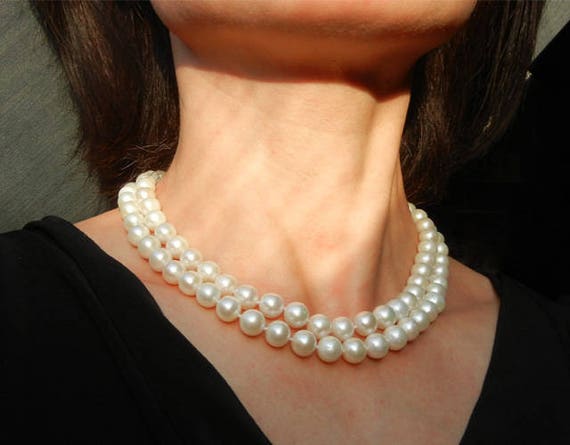 AA 8,5-9,5mm 46cm Süßwasser Perlen Schmuck Halskette Kette Perlenkette Collier