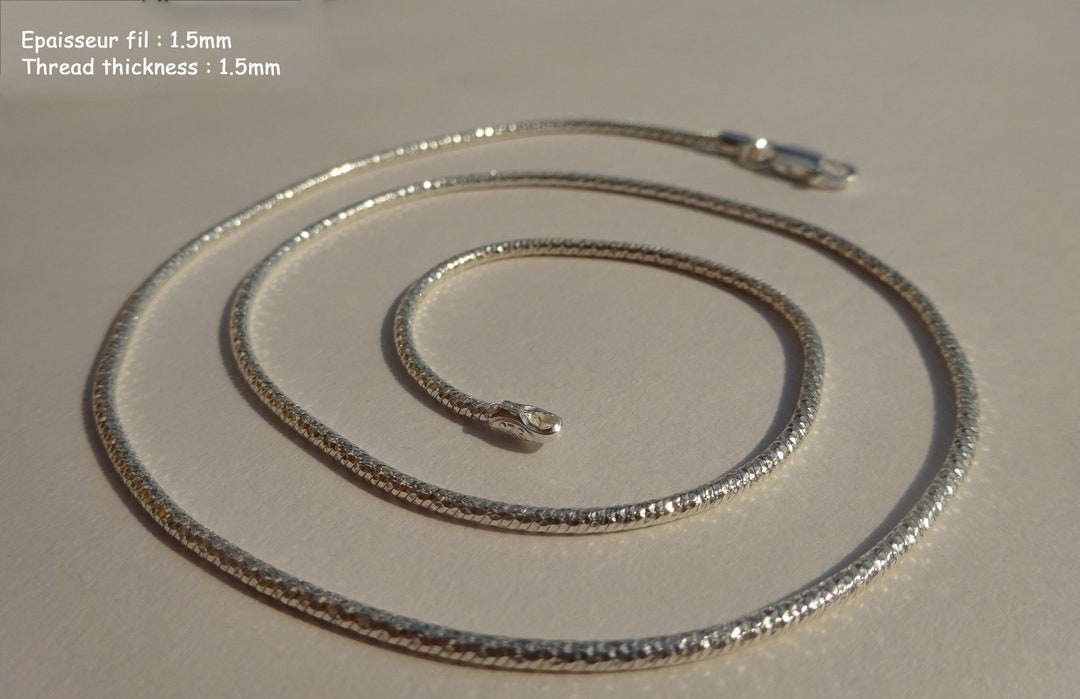 Collier chaîne argent massif 925 effet diamant étincelant, chaîne