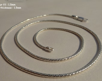 925 sterling silver chain necklace with a sparkling diamond effect, sterling silver choker chain