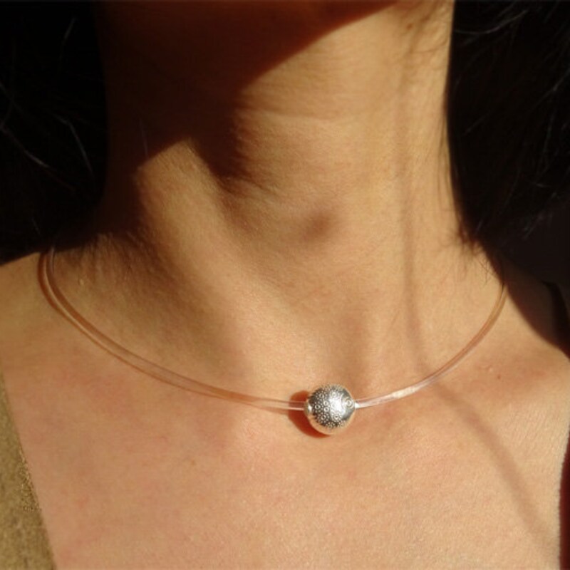 Rubber Necklace with Zamak Pendant in Silver-Plated