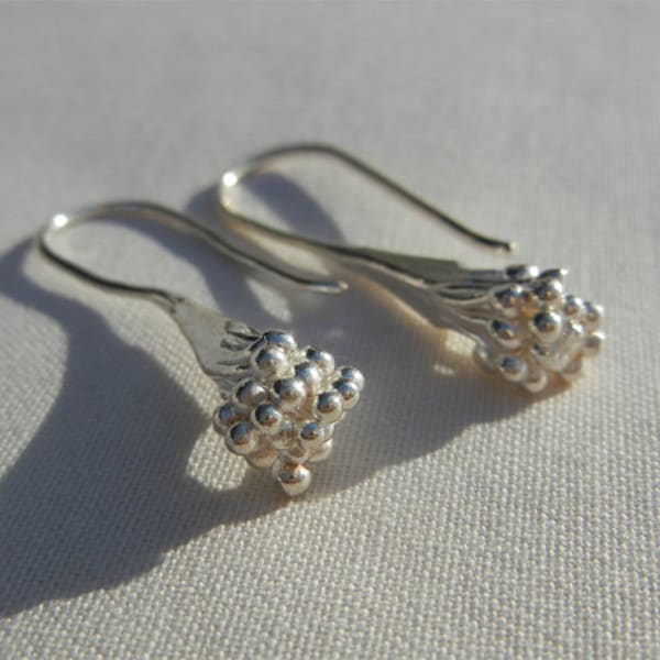 Boucles d'oreilles bouton à fleurs, en argent massif 925