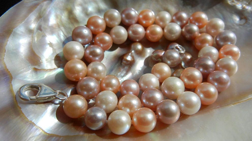 Freshwater Cultured Pearl Necklace, Tricolor, Custom, 8.5-9.5mm Pearl,  Length 43CM or Custom, Cultured Pearl, Fresh Water Pearl - Etsy