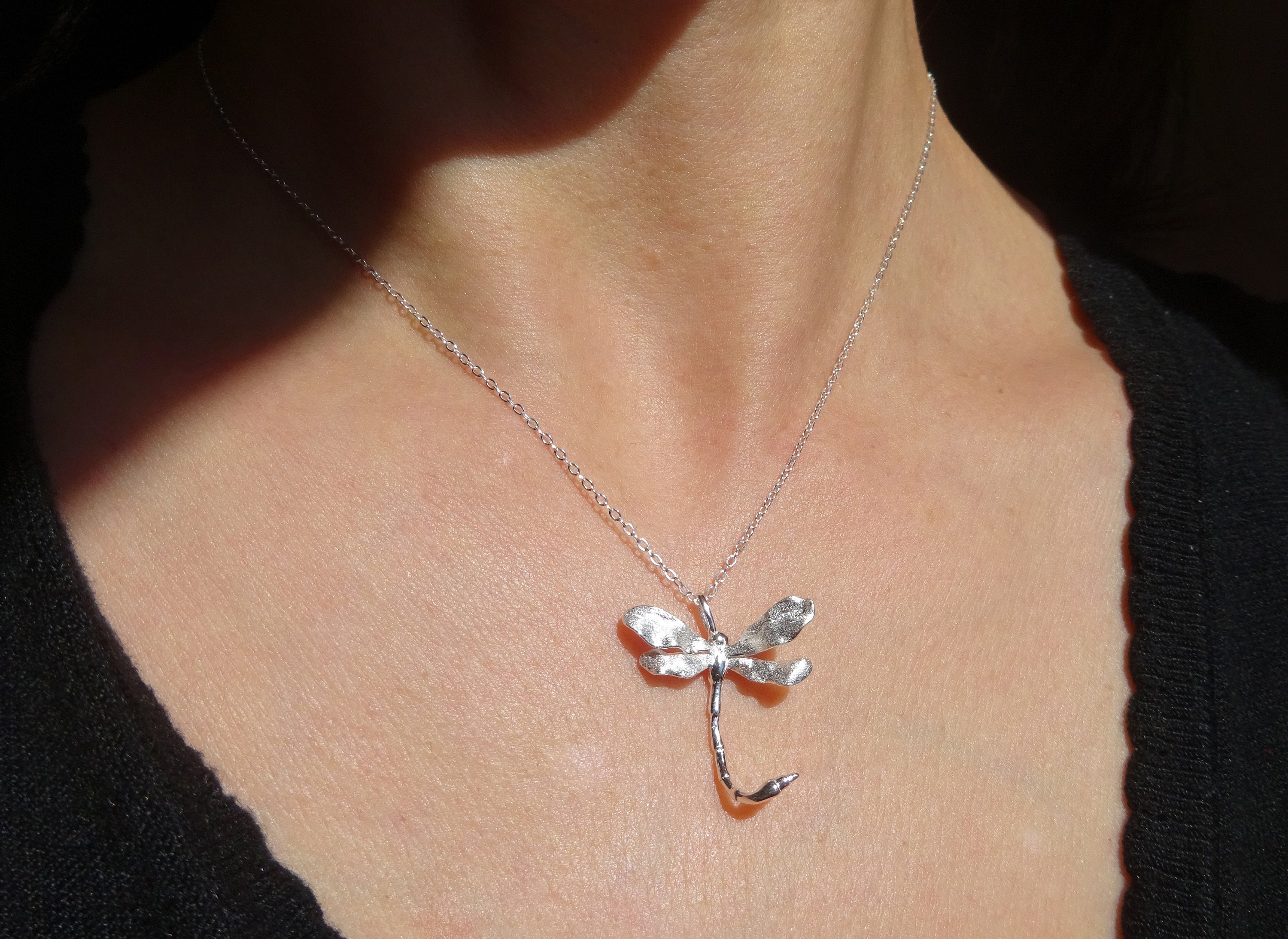 Dragonfly Pendant in Solid 925 Silver (sold Alone or With