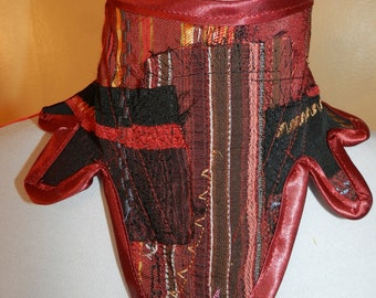 Collet (col montant) ou corset de cou à motif patchwork mode western ou steampunk.